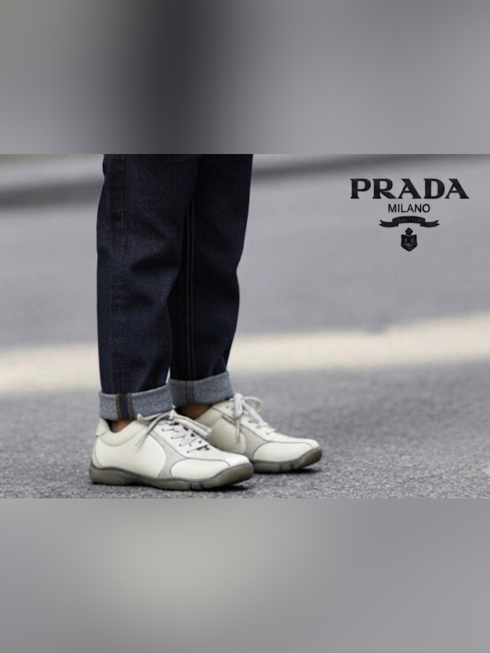 Authentic Prada luxury designer kids patent leather signature sneakers sz 13